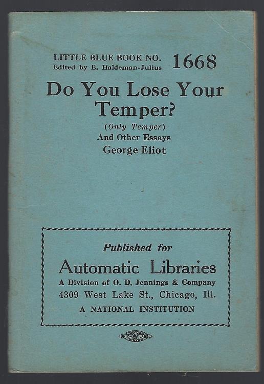 Image for DO YOU LOSE YOUR TEMPER? (ONLY TEMPER) AND OTHER ESSAYS