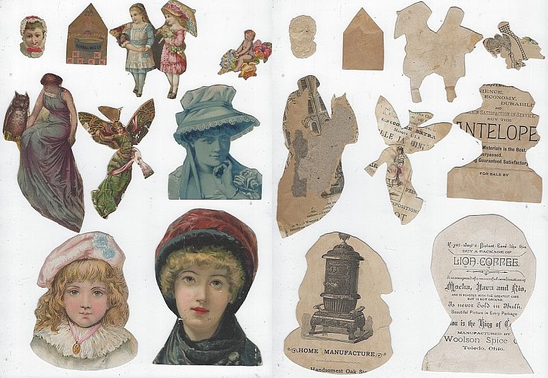 Image for LOT OF NINE SCRAP VICTORIAN TRADE CARDS FEATURING LADIES