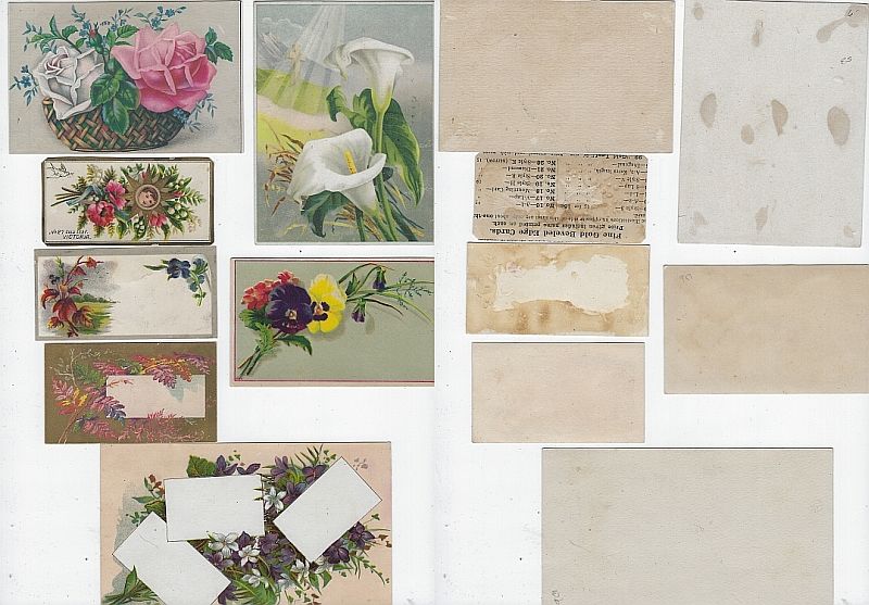 Image for LOT OF SEVEN SCRAP VICTORIAN TRADE CARDS FEATURING FLOWERS