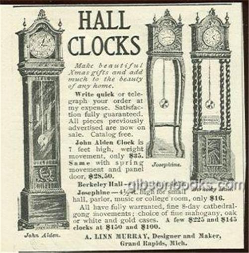 Image for 1901 LADIES HOME JOURNAL HALL CLOCKS BY A LINN MURRAY MAGAZINE ADVERTISEMENT