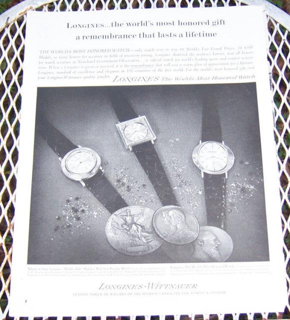 Image for 1963 LONGINES WATCH CHRISTMAS MAGAZINE ADVERTISEMENT