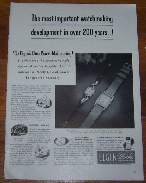 Image for 1947 ELGIN WATCHES LIFE MAGAZINE ADVERTISEMENT