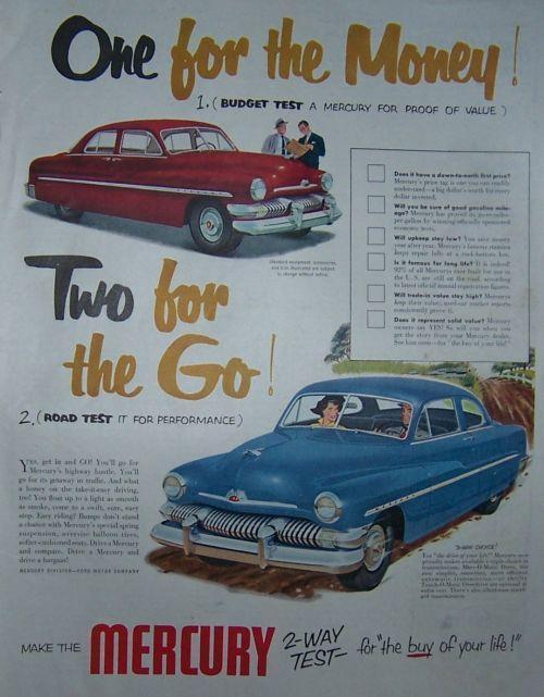 Image for 1951 SATURDAY EVENING POST MERCURY MAGAZINE ADVERTISEMENT