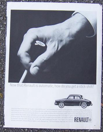 Image for 1963 RENAULT STICK SHIFT AUTOMOBILE MAGAZINE ADVERTISEMENT